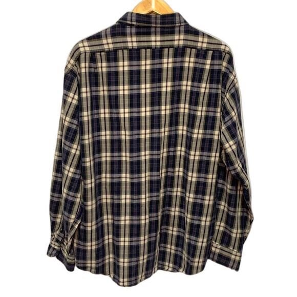 American Eagle Outfitters Navy Tan Red Plaid Heavyweight LS Flannel Shirt Sz XXL - Picture 6 of 11